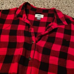 Old Navy Black Red Plaid Long Sleeve Tunic Shirt Size S